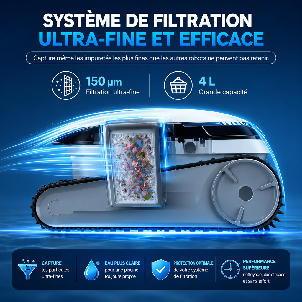 Robot aspirateur piscine sans fil – Nettoyage complet du bassin