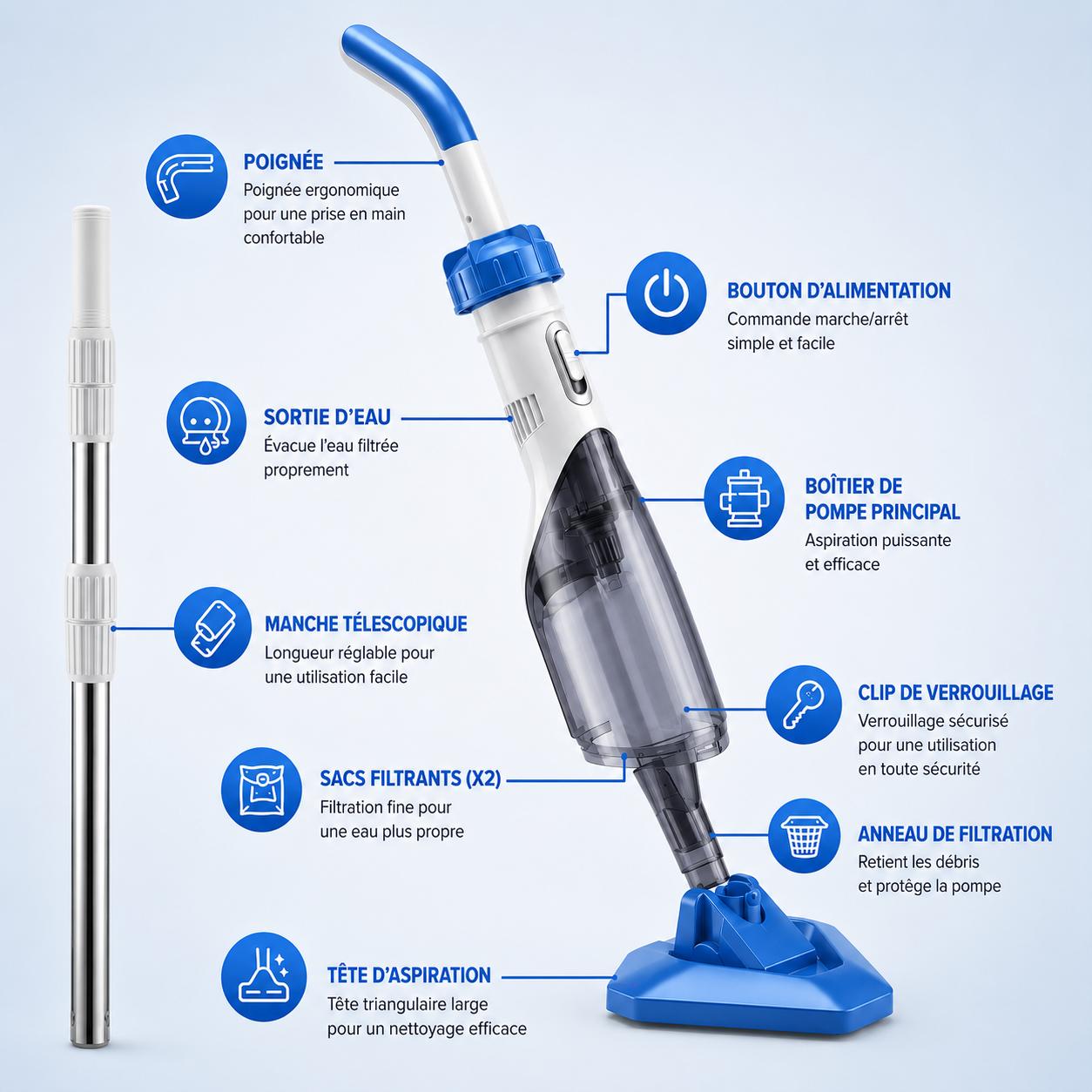 Aspirateur de piscine sans fil