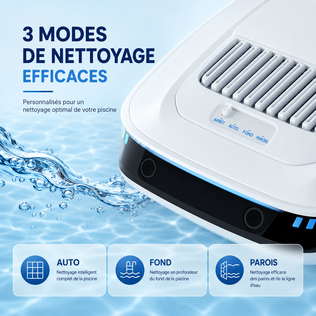Robot aspirateur piscine sans fil – Nettoyage complet du bassin