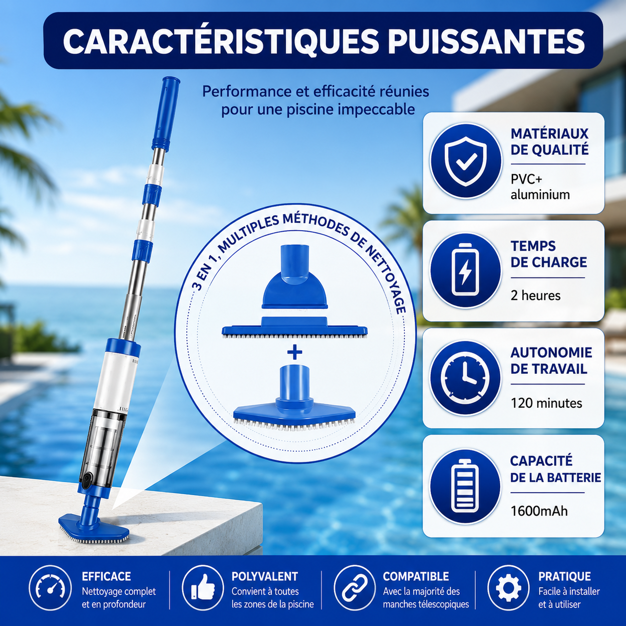 Aspirateur de piscine sans fil