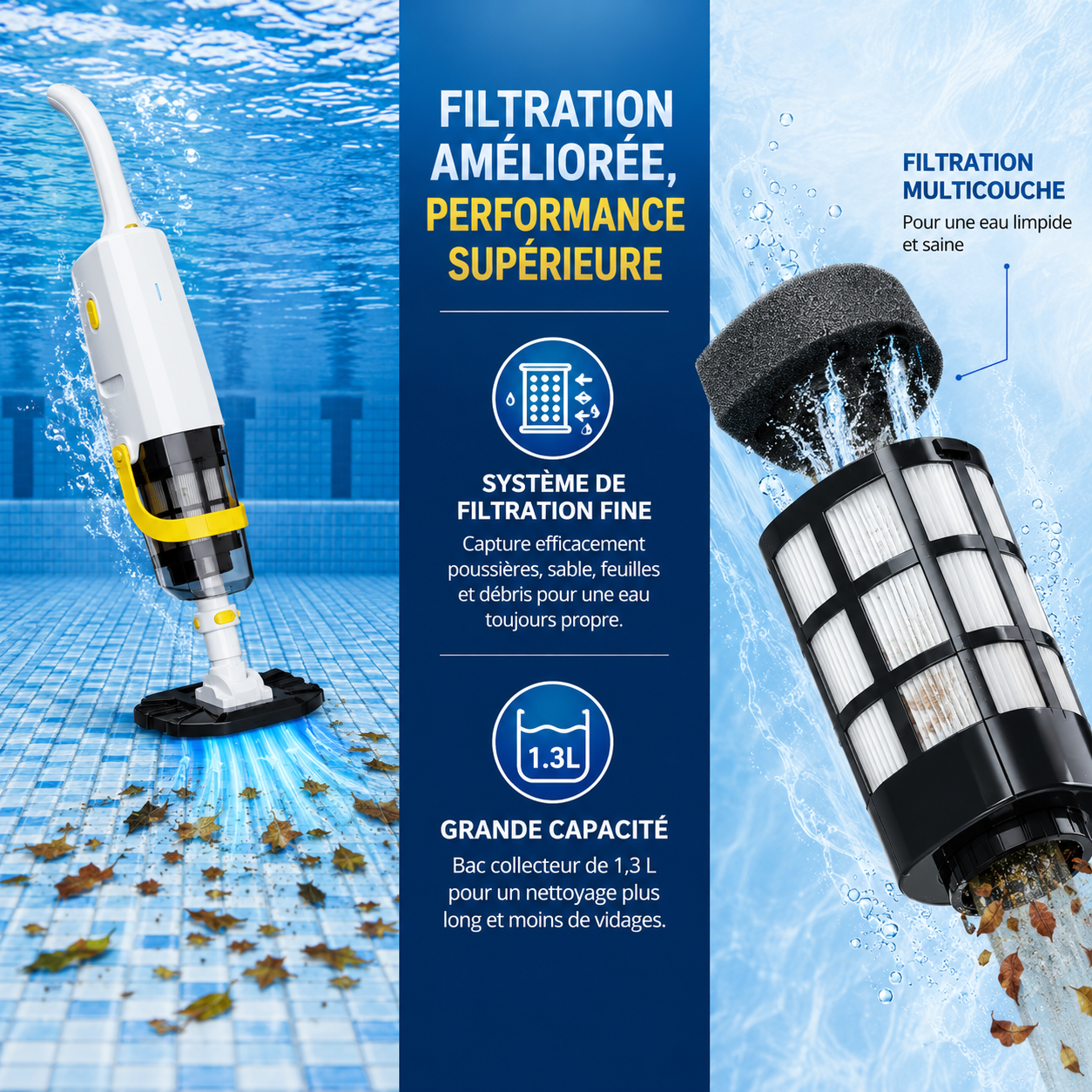 Aspirateur de piscine sans fil - Blossom