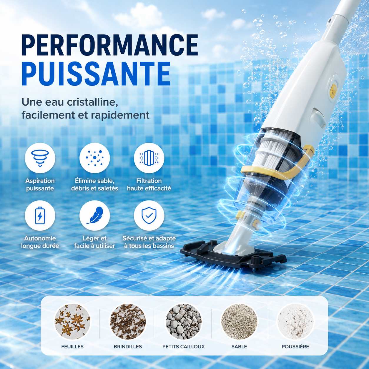 Aspirateur de piscine sans fil - Blossom