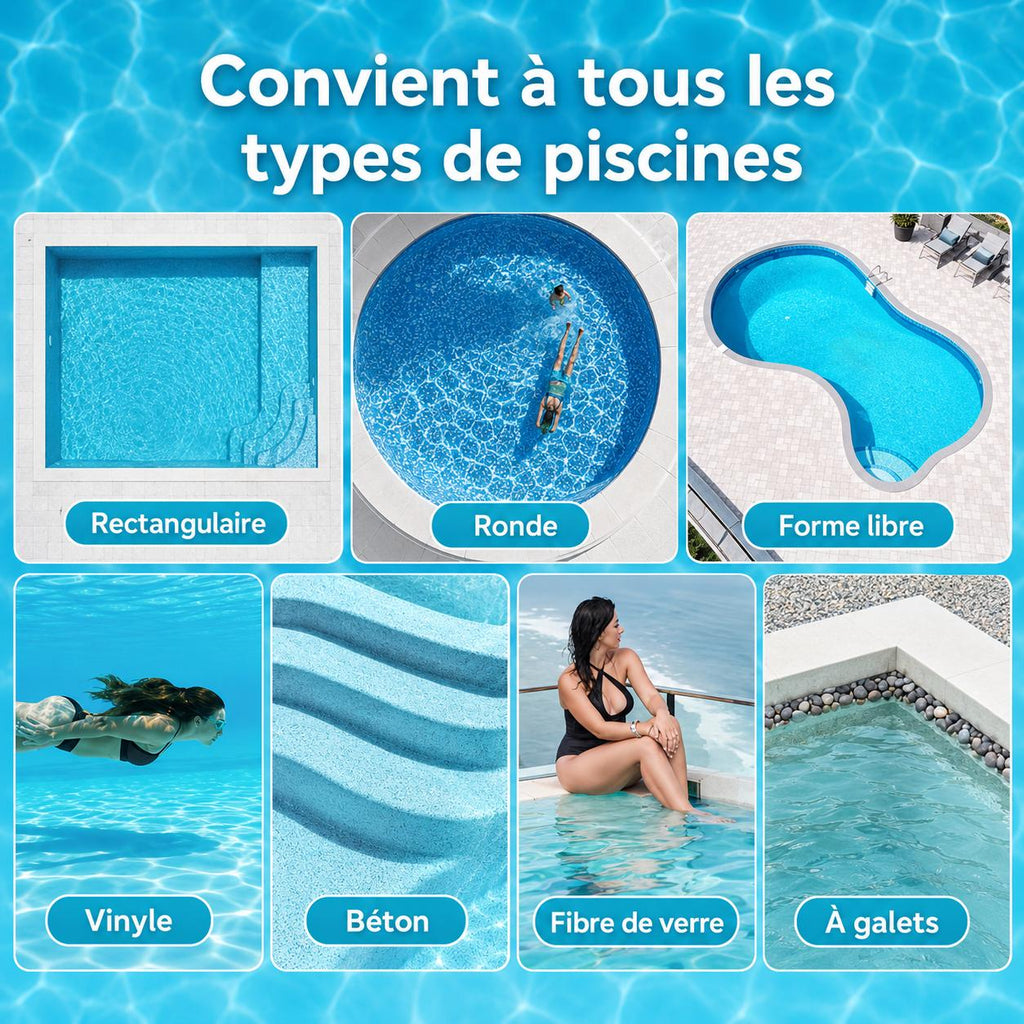 Robot aspirateur piscine sans fil – Fond, parois et ligne d’eau