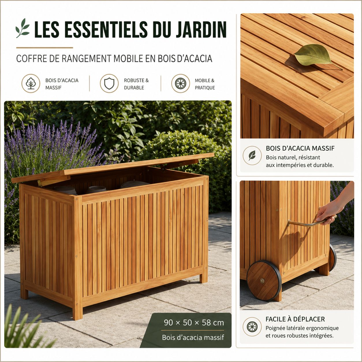 Coffre de rangement en bois